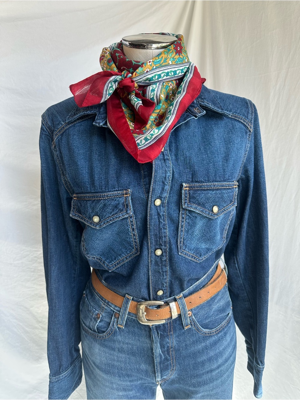 Rag & Bone Kensington Denim Pearl Snap Button Down XS